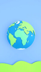 Fototapeta premium A vibrant blue planet Earth surrounded by clean, Paper Cutout style, with white tones