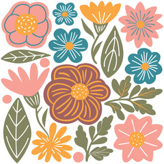 Collection of  colorful flowers icon . Abstract botanical flowers background. style for banners, wallpaper, posters, websites, online shopping.