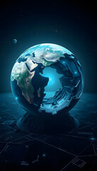 Fototapeta premium damaged earth created using Technology, minimalism, with white tones