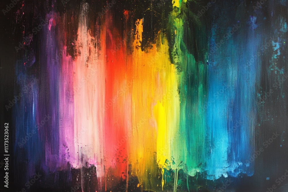 Poster this vibrant abstract artwork features dynamic brush strokes in a spectrum of colors. perfect for mo