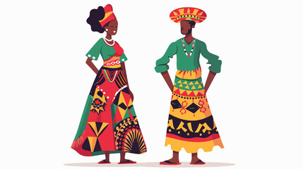 African Clothing Couple in Red Attire - Cultural Fashion Portrait