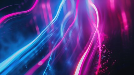 Fototapeta premium Abstract Neon Lightscape: Vibrant Pink and Blue Swirls of Light Energy