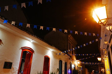 Night View of Portuguese Colonial Architecture In Paraty, Rio de Janeiro, Brazil - ブラジル...