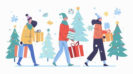 Family and Friends Prepare Presents for Winter Celebration