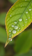 Fototapeta premium leaf with rain droplets - Recovery earth concept, photo, with white tones