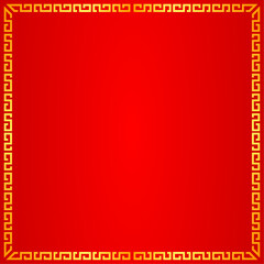 Chinese style gold frame border corner red background for copy space text Chinese New Year illustration design