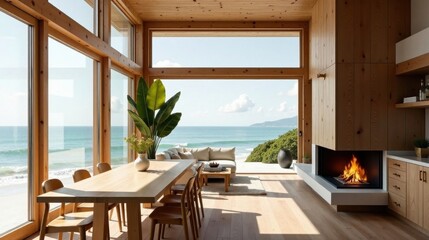 Coastal Minimalist Home Interior Design with Ocean View