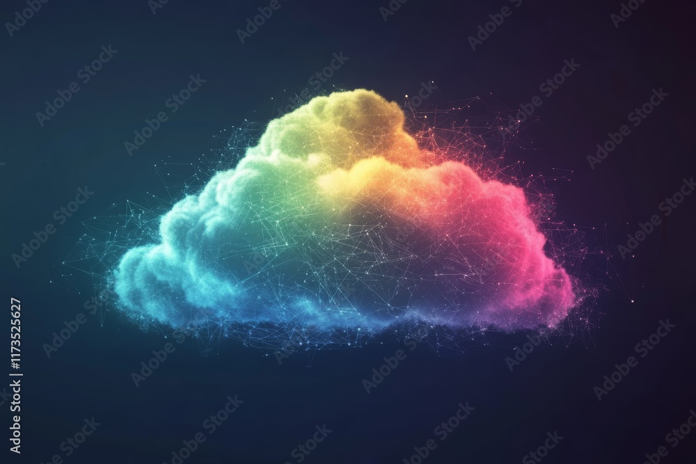 Poster colorful abstract cloud design with data connections for digital backgrounds and information technol