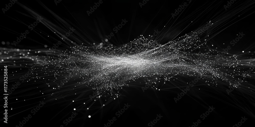 Poster explore a captivating conceptual visualization showcasing data nodes and network connections in an a