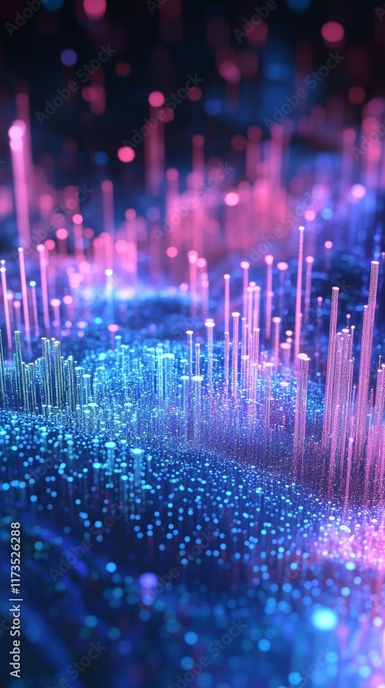Poster explore a vibrant abstract visualization showcasing colorful digital elements in a stunning futurist