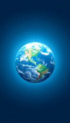 Fototapeta premium Real Earth Planet in blue sun, pop art, with white tones