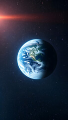 Obraz premium Planet earth on starry space background: a cinematic scene for sci-fi and fantasy designs, cinematic, with white tones