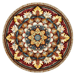 Fototapeta premium Bold multi colored mandala featuring intricate overlapping layers and floral designs, creating mesmerizing visual effect. Perfect for art enthusiasts and decor lovers