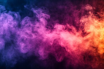 Obraz premium Vibrant smoke swirling in shades of purple, pink, and orange creates a captivating visual display in a dark environment