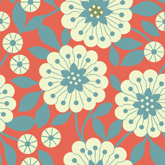 Colorful flowers pattern, vector illustration botanical elements background.
