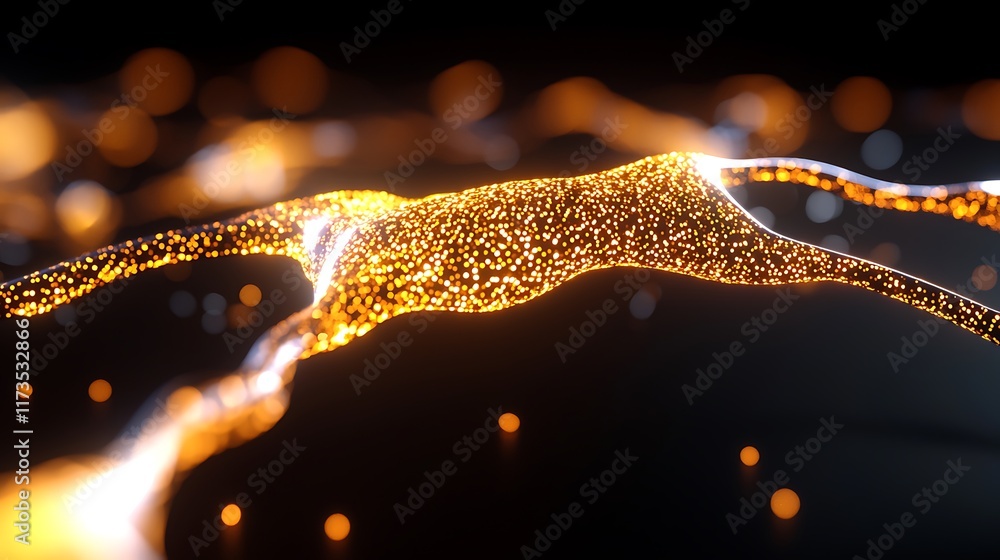 Poster abstract glowing network of lines and particles, resembling a neuron or neural network.
