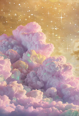Fototapeta premium Pastel Clouds Forming Ethereal Mass In Gradient Sky wallpaper