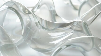 Abstract Glass Sculpture: Fluid Forms in White Light, Modern Art Installation