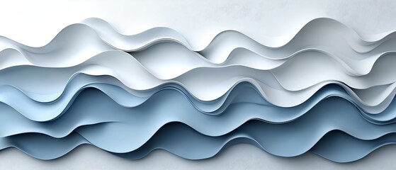 Fototapeta premium Abstract blue white waves, flowing design, textured background, modern art.