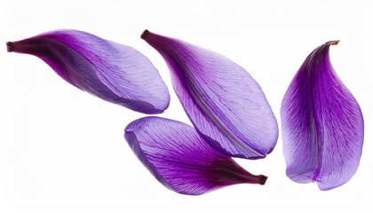 floating purple flower petals isolated on white or transparent