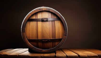 rustic wooden barrels on a simple background for various uses