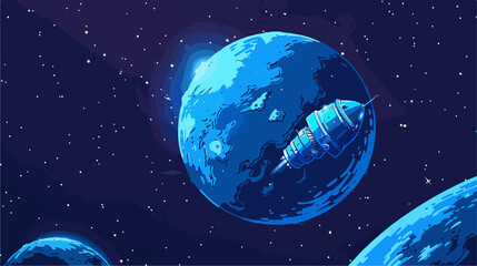 Vibrant Pixel Planet Concept Sticker for Social Media Integration