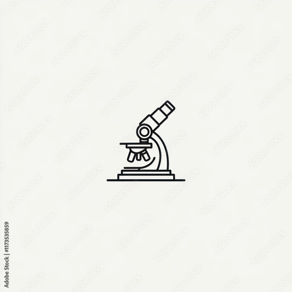 Poster simple line drawing of a laboratory microscope