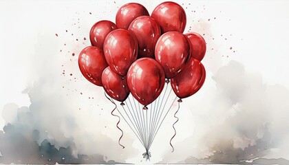 red helium balloon birthday balloon flying for party and celebrations isolated on white background generative ai