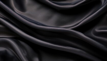 black fabric with ripples and folds wavy surface wallpaper