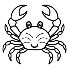 Cute Silhouette of a Crab line art vector cartoon illustration