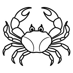 Cute Silhouette of a Crab line art vector cartoon illustration