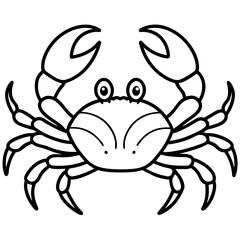 Cute Silhouette of a Crab line art vector cartoon illustration