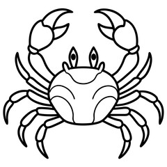 Cute Silhouette of a Crab line art vector cartoon illustration