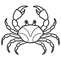 Cute Silhouette of a Crab line art vector cartoon illustration