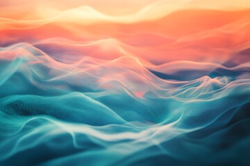 Fototapeta premium This mesmerizing abstract image features flowing data streams with a blurred background, showcasing soft gradients and ethereal light effects that evoke tranquility and creativity.