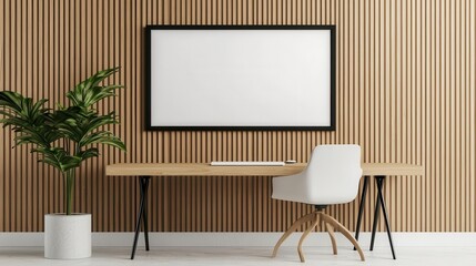 Multifunctional office with convertible wooden furniture, flexible layouts, and smart connectivity, smart and charming concept