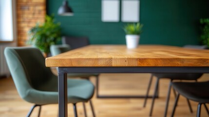 Rustic office design with handcrafted pine furniture, exposed beams, and an earthy vibe, smart and charming concept
