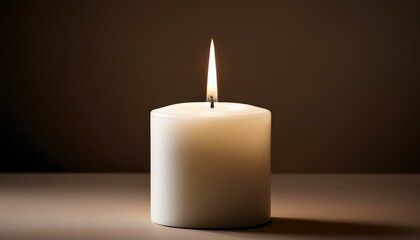 single candle on a plain background casting a soft light