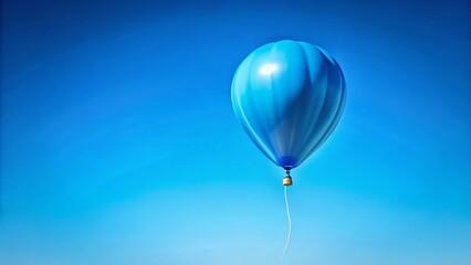 Obraz premium Serene Blue Balloon: Single Balloon Floating in Clear Sky, Stock Photo