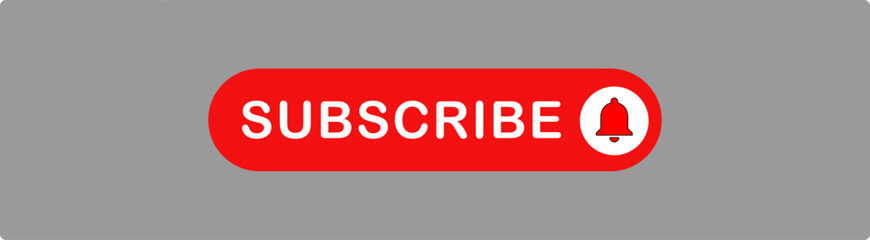 Subscribe button with bell and pointer. Social media. Youtube subscribe button.  Vector illustration