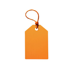 Bright orange tag with a string, perfect for labeling items or adding a pop of color to your designs. Isolated on transparent background, png.
