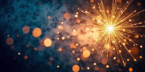 Fototapeta premium Sparkling Celebration: A dazzling burst of light, captured in a mesmerizing photograph, evokes a sense of celebration, joy, and wonder. The bright sparks illuminate the night sky. Christmas, new year,