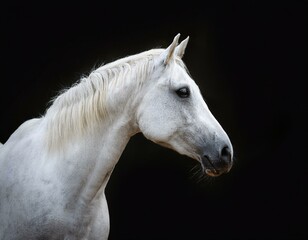 white horse on dark background