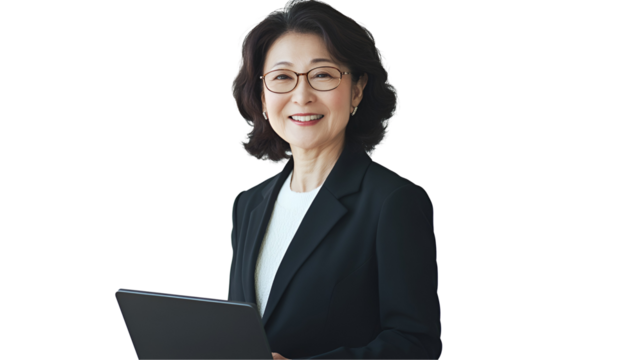 senior asia businesswoman with laptop