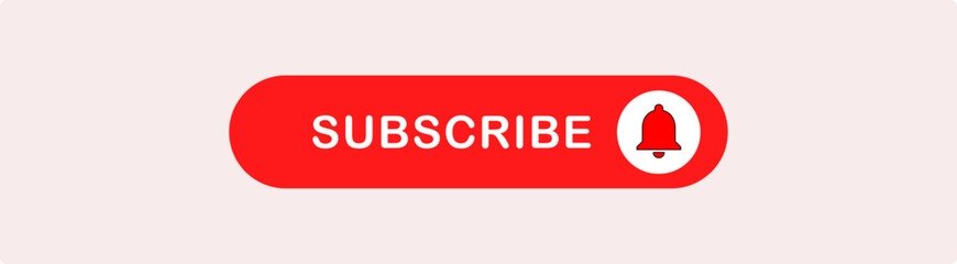 Subscribe button with bell and pointer. Social media. Youtube subscribe button.  Vector illustration