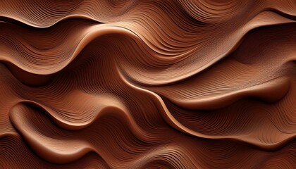 Obraz premium chocolate brown abstract seamless pattern of 3d waves in mocha mousse trendy color minimalistic high tech style for print fabric or web design