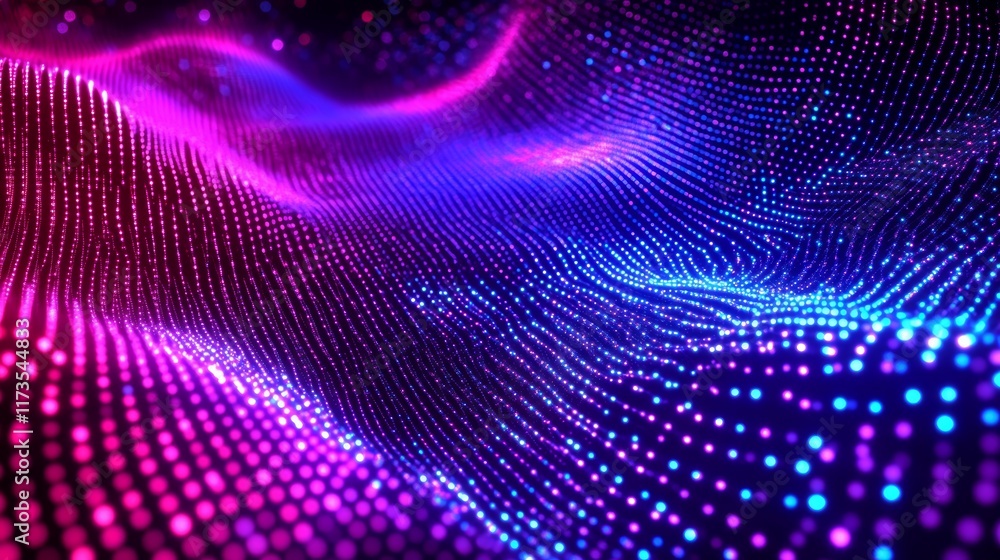 Poster this abstract digital grid features interconnected data points, creating a visually striking pattern