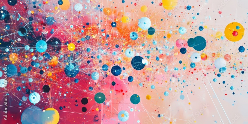 Aufkleber explore a vibrant abstract digital network graphic featuring colorful circles and intersecting lines