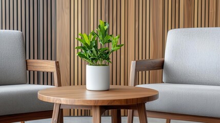 Prestigious bank lounge with handcrafted walnut furniture, luxurious textiles, and a highclass ambiance, wooden furniture concept