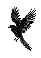 Grace in flight a serene silhouette of a flying bird Free Vector.A Chickadee Bird Silhouette Free Vector.black and white illustration of a bird Pro Vector.
